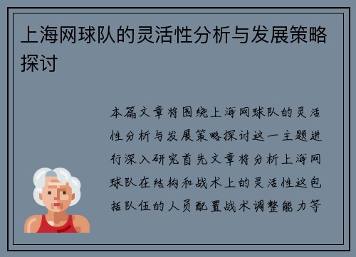 上海网球队的灵活性分析与发展策略探讨